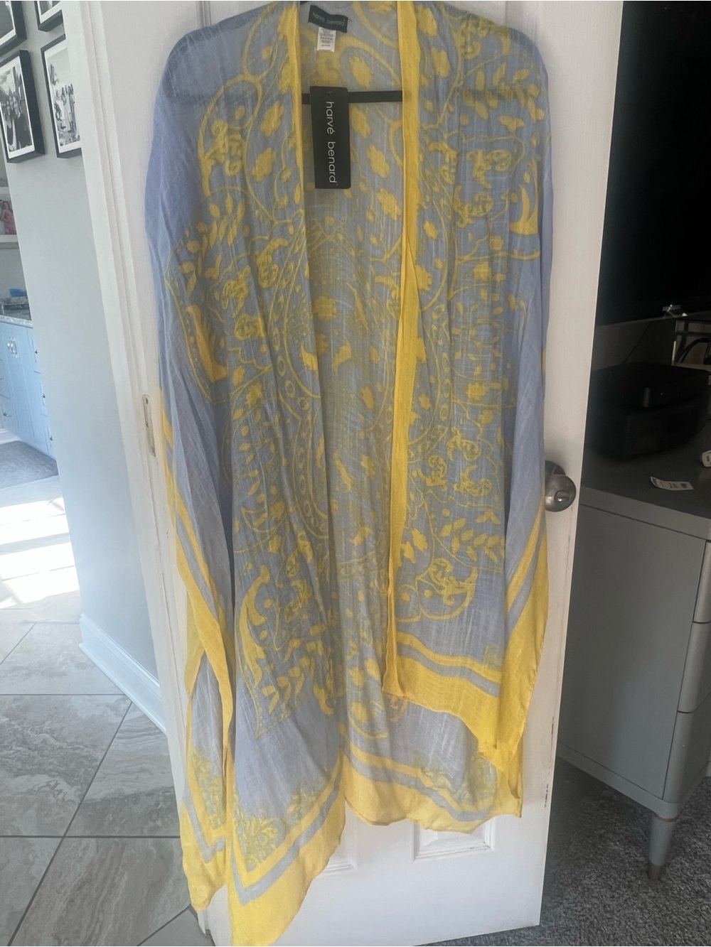 Harve Benard Yellow & Light Blue Floral Kimono Cover-Up